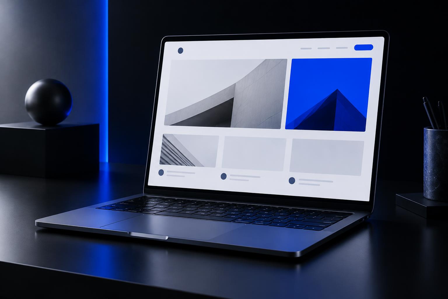 Unbranded digital work displayed on a laptop